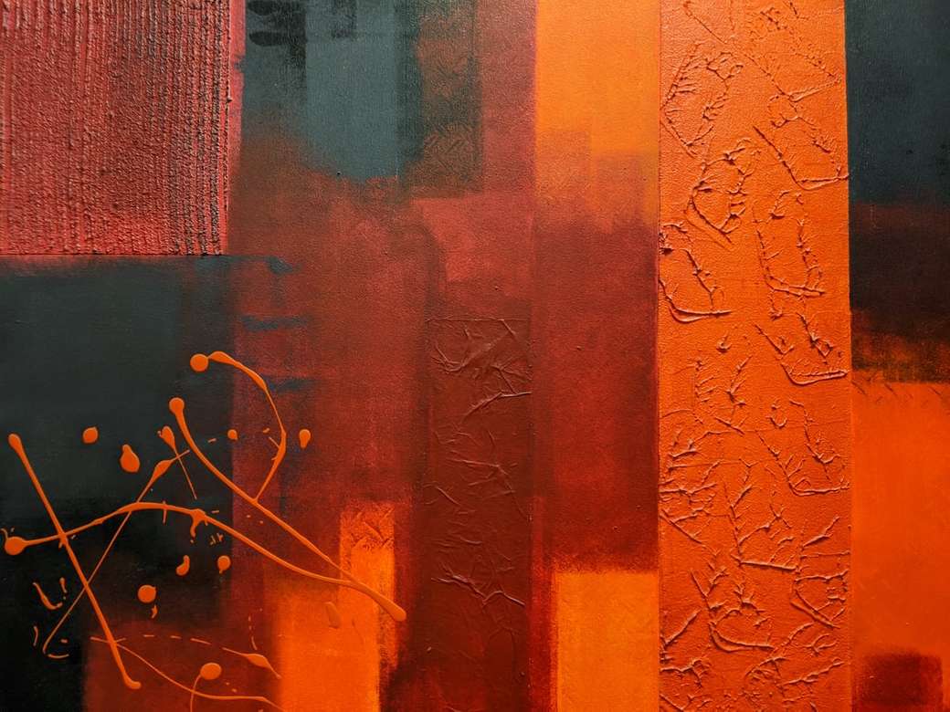 röd och brun abstrakt målning pussel på nätet