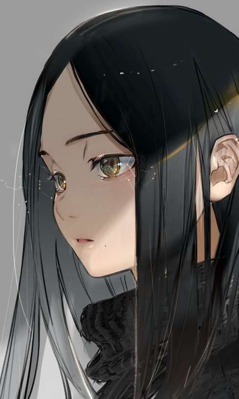 Anime Girl Black Hair puzzle en ligne