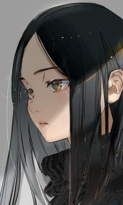 Anime Girl Black Hair - online puzzle