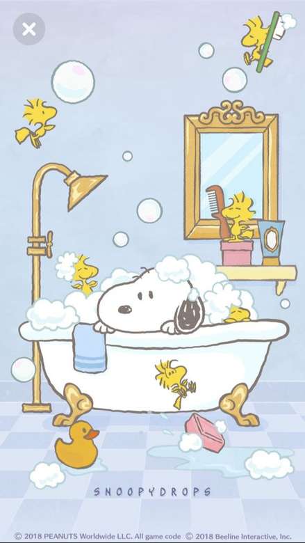 Snoopy in de badkuip =) online puzzel