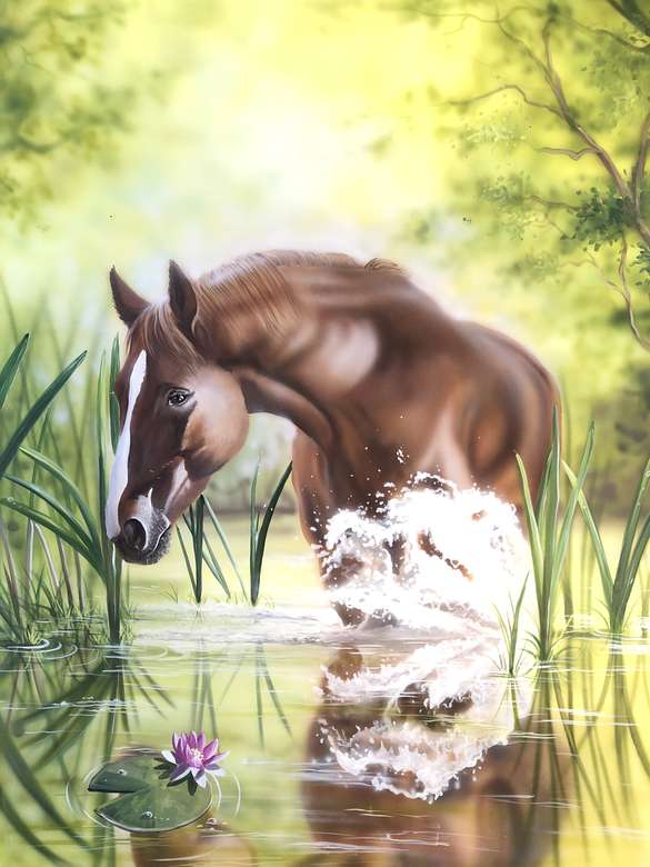 HORSE OVER THE WATER jigsaw puzzle online