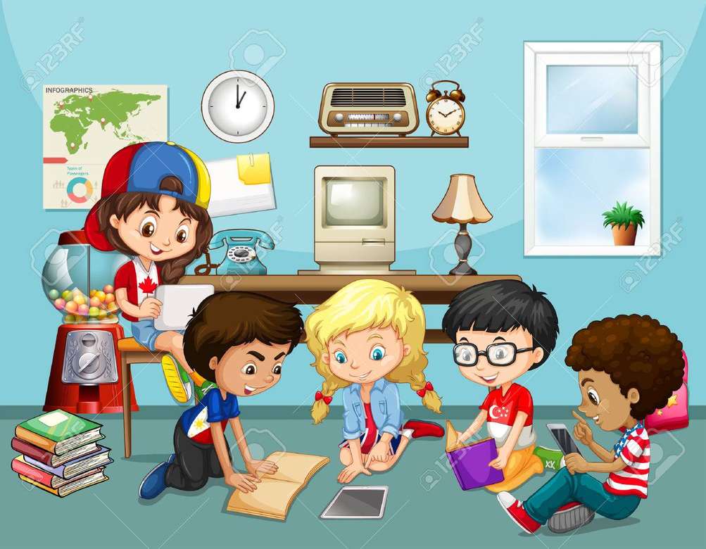 CHILDREN STUDYING WITH DEDICATION online puzzle