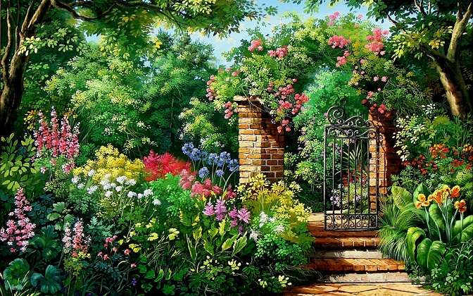 Jardin peint. puzzle en ligne