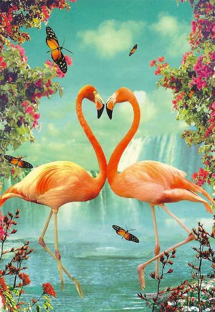 Mooie flamingo's online puzzel