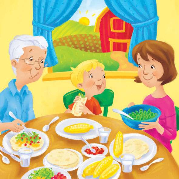 Ebéd a nagyszülőkkel online puzzle