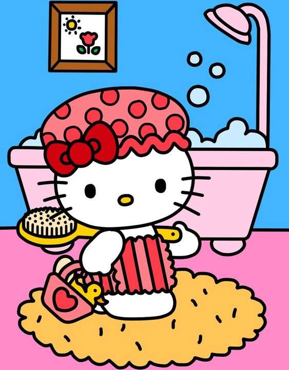 Hello Kitty menj a fürdőszobába online puzzle