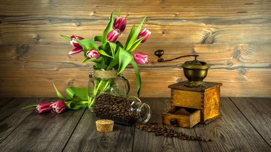 Café e flores quebra-cabeças online