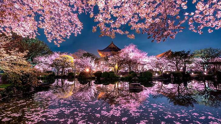 Vijver in de lente, Kyoto Japan online puzzel
