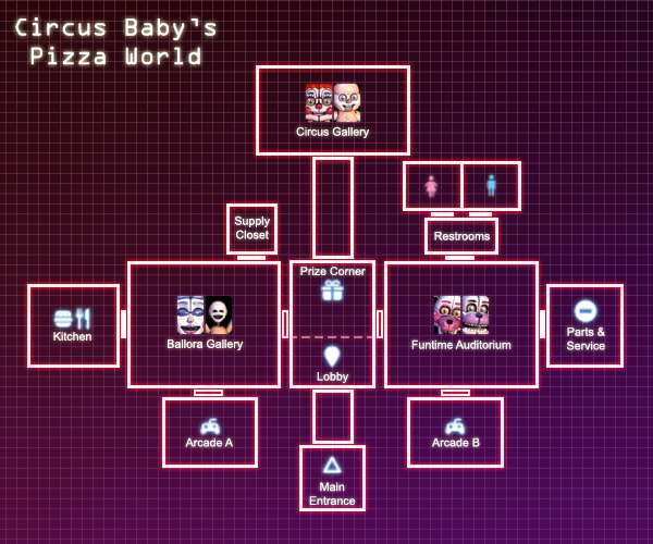 Карта світу піци Circus Baby онлайн пазл