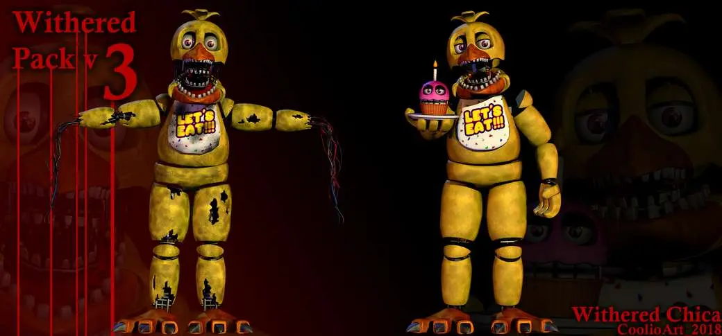 withered chica, mangle and toy chica - online puzzle