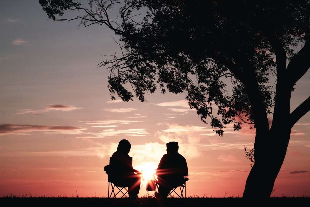 Couple de coucher de soleil rose puzzle en ligne