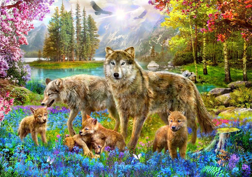La famille des loups. puzzle en ligne
