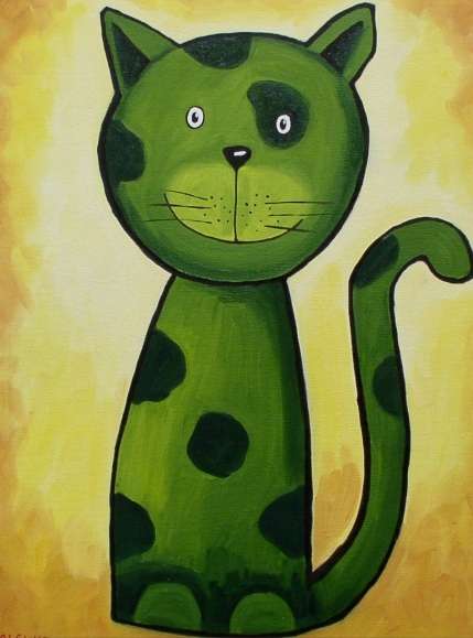 Зеленый котенок пазл онлайн