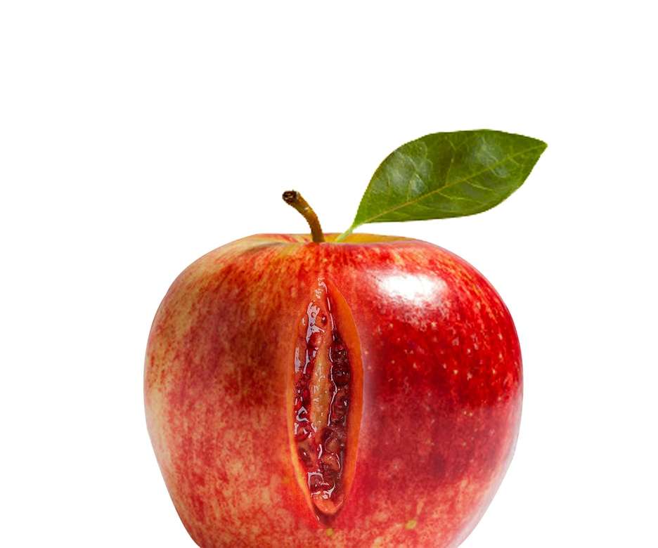 красное яблоко с сексуальным открытием онлайн-пазл