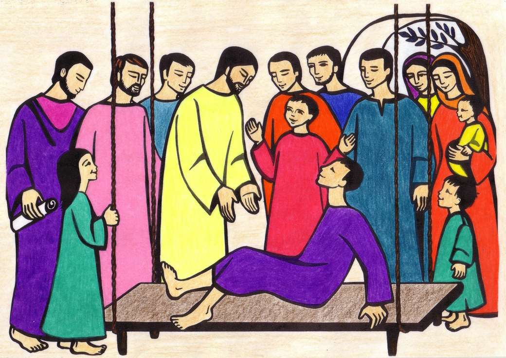 Ježíš uzdravuje ochrnutý online puzzle