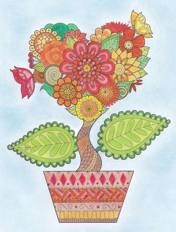 Pagina da colorare dell'albero del cuore puzzle