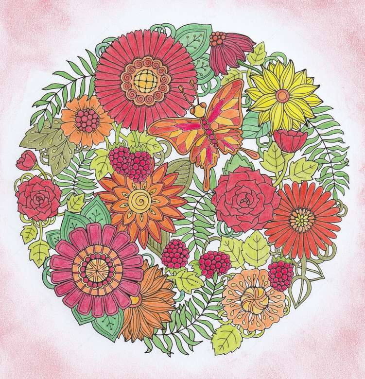 Disegno da colorare palla di fiori puzzle online