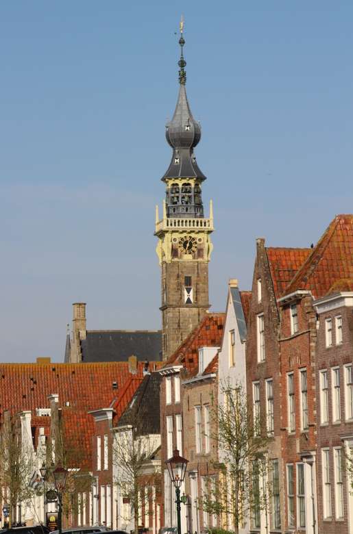 Άποψη των σπιτιών στο Veere στο Zeeland online παζλ