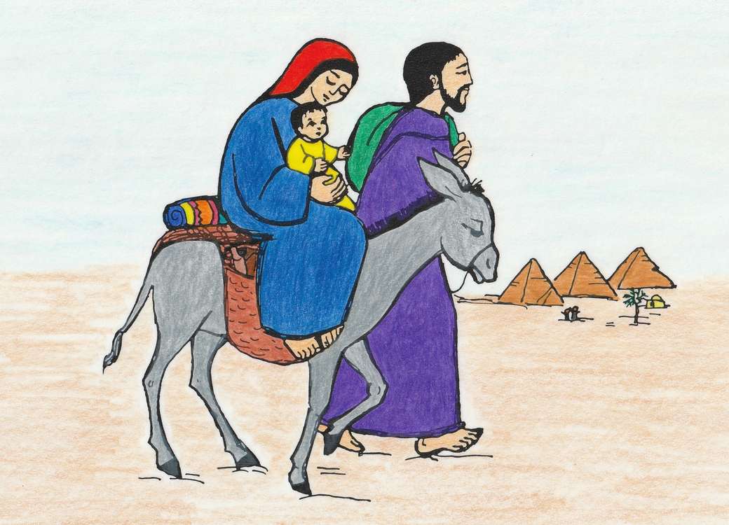 Per i bambini: la Sacra Famiglia fugge in Egitto puzzle online