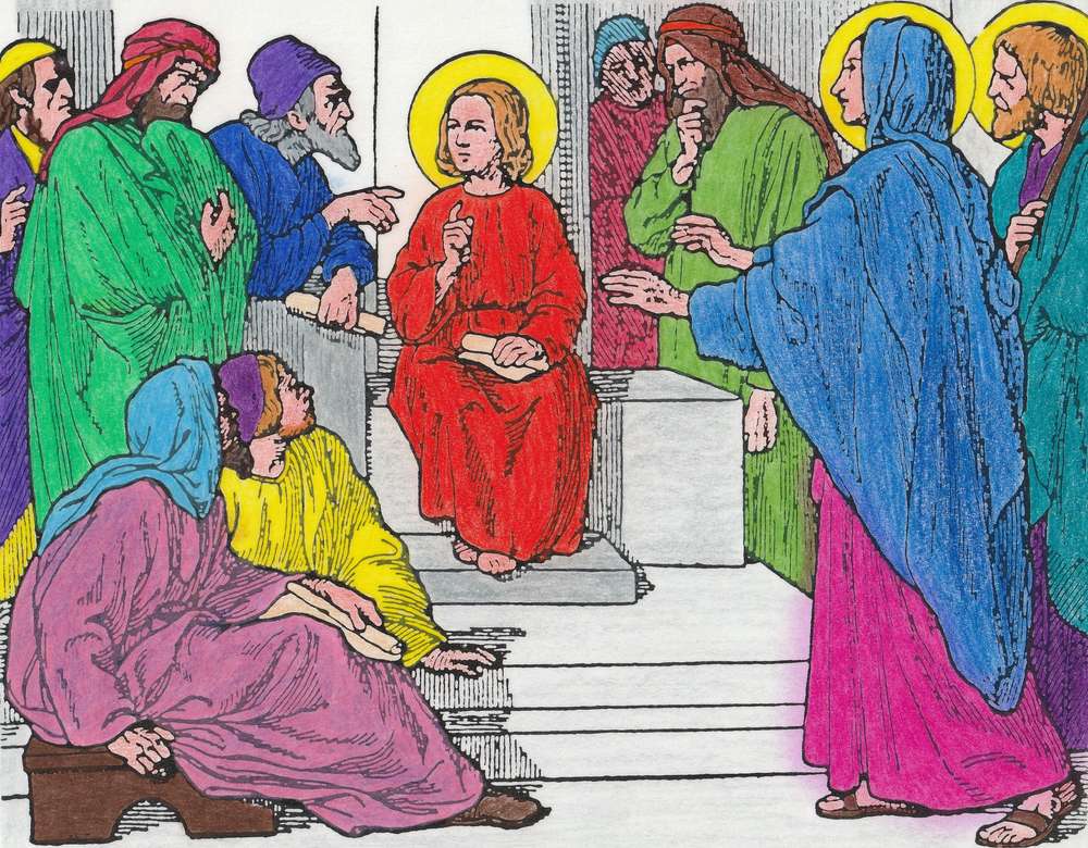 Para niños: Jesús 12 años en el templo. rompecabezas en línea