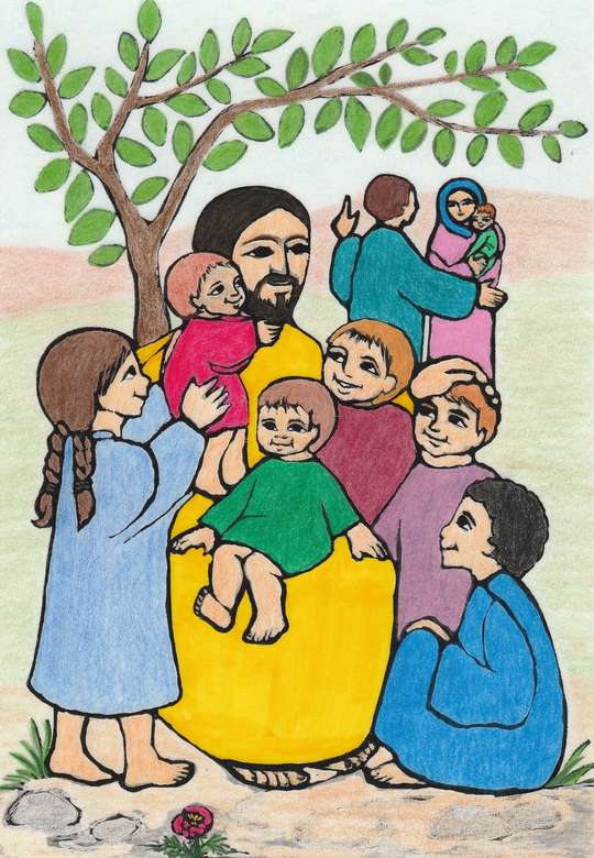 För barn: Jesus välsignar barnen pussel på nätet