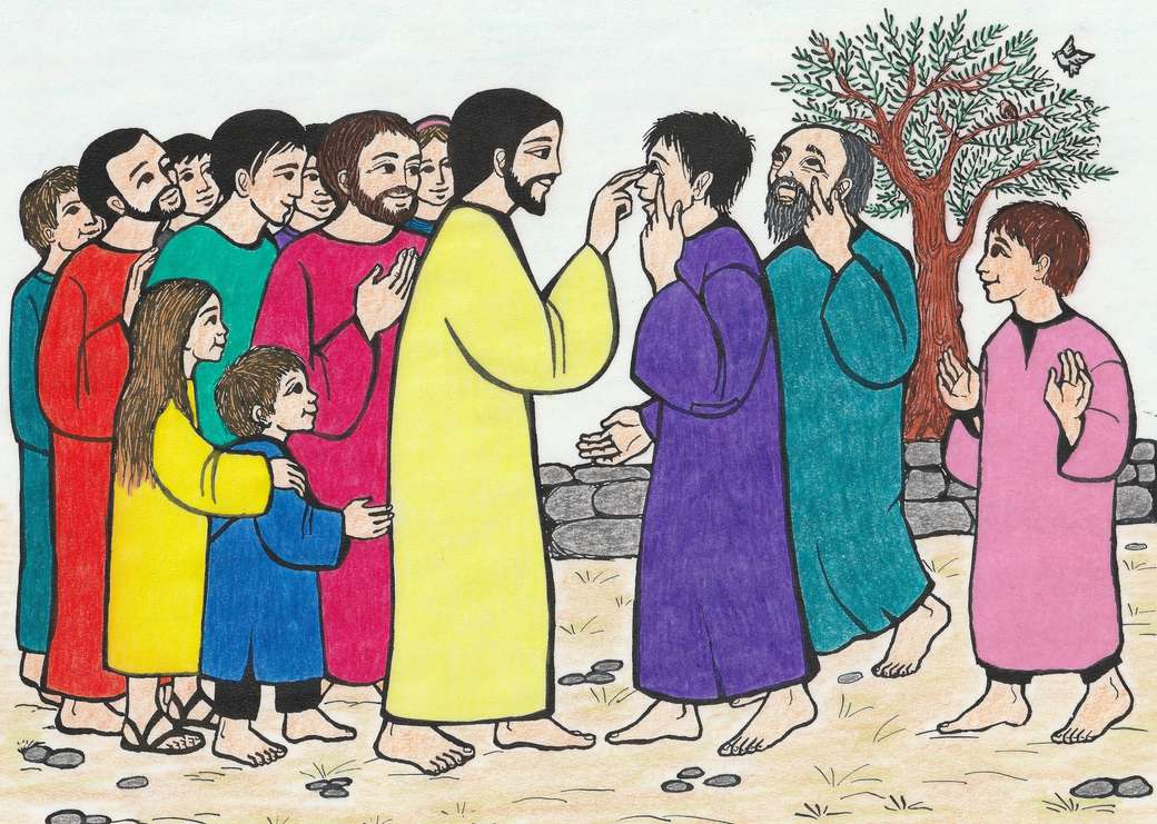 Pro děti: Ježíš uzdravuje nevidomé online puzzle