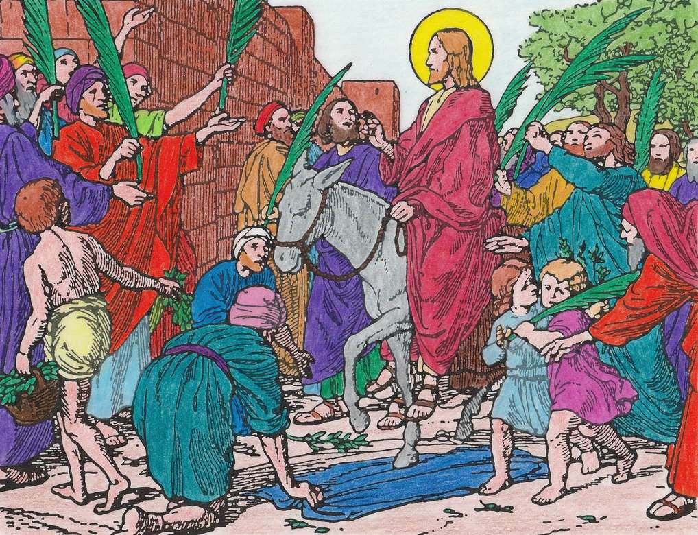 Pentru copii: intrarea lui Isus în Ierusalim jigsaw puzzle online