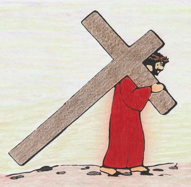 Für Kinder: Jesus muss das Kreuz tragen Online-Puzzle