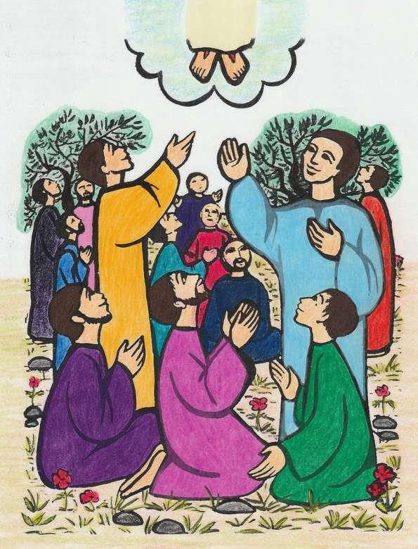 За децата: Исус се изкачва на небето онлайн пъзел