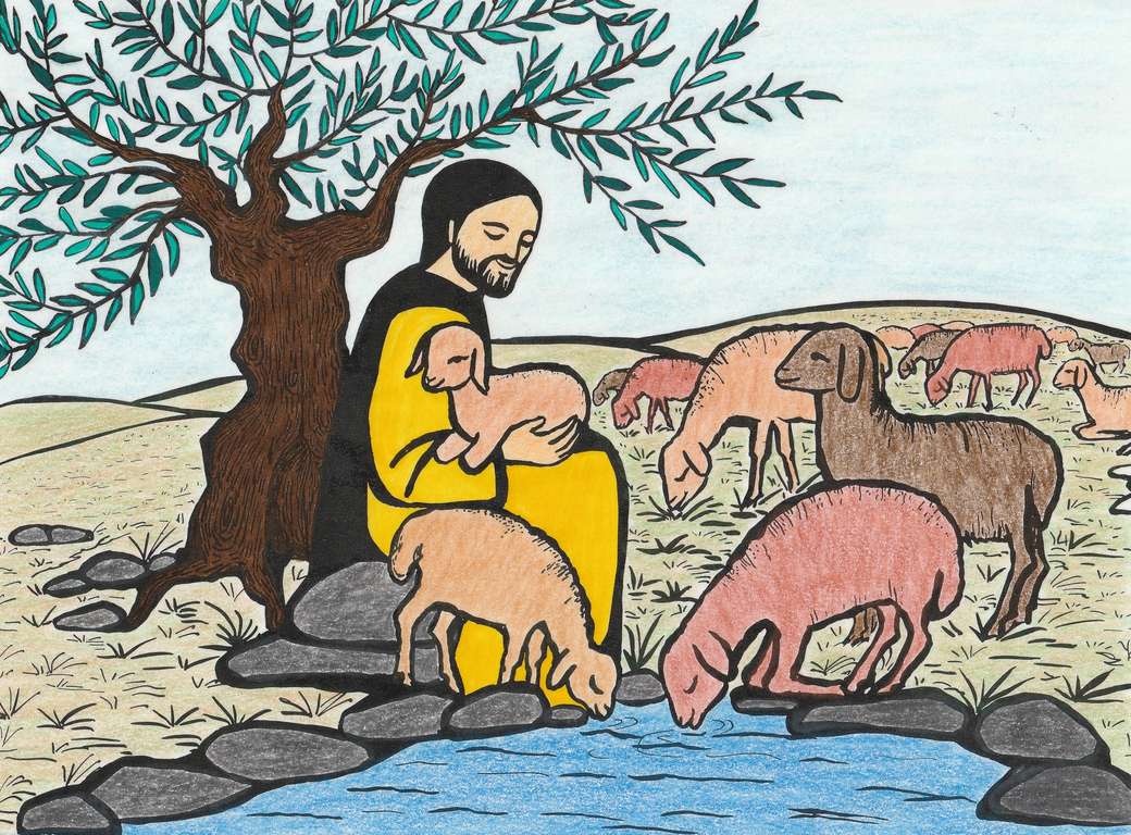 Для дітей: Ісус як пастух пазл онлайн