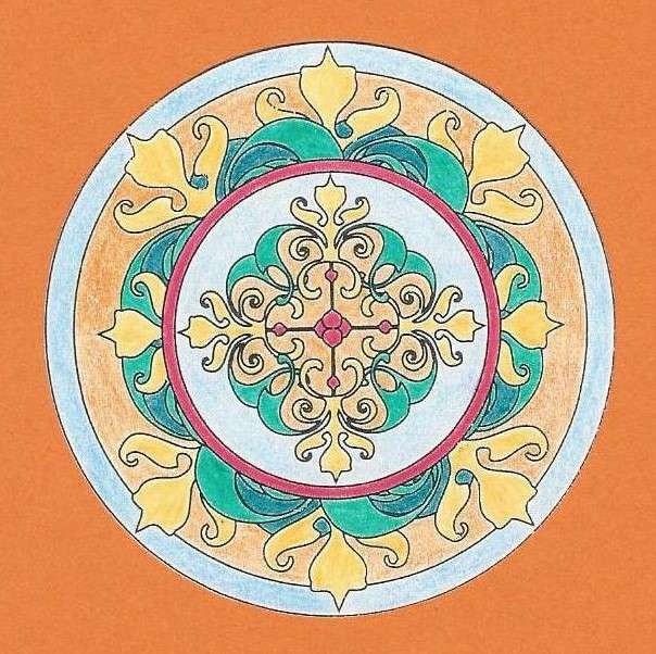 Mandala lelie kruis en lelie krans online puzzel