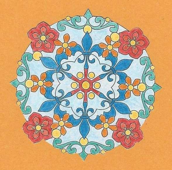 Roata de crin Mandala și flori jigsaw puzzle online