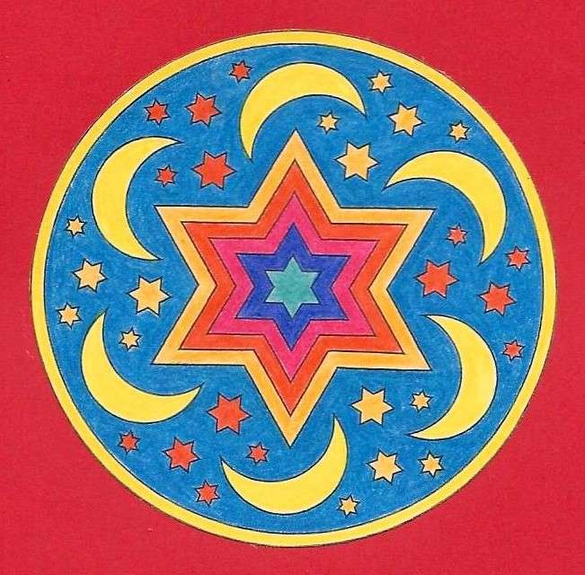Mandala félhold és csillagok kirakós online