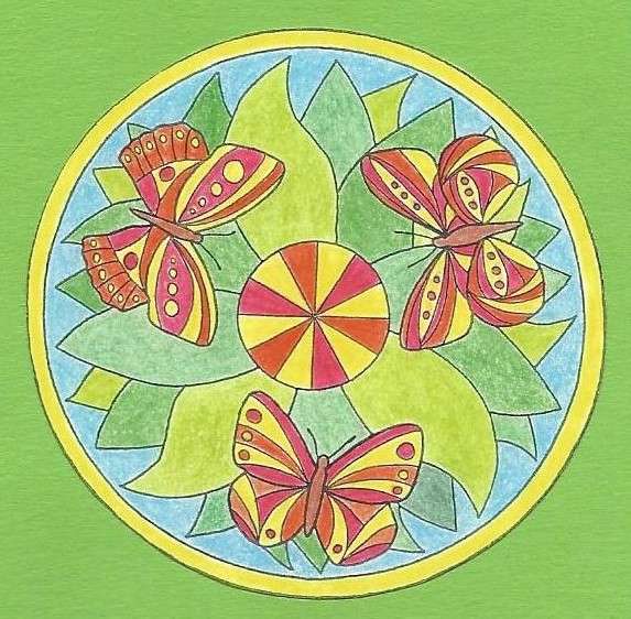 Mandala trois papillons puzzle en ligne