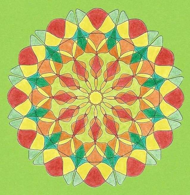 Mandala giallo arancione rosso verde puzzle