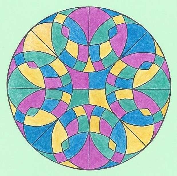 Mandala giallo verde acqua viola puzzle online