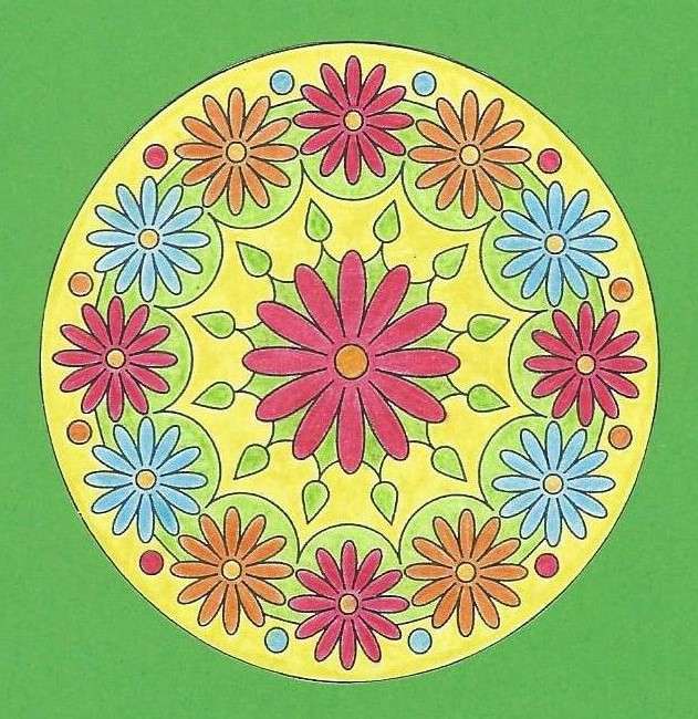 Mandala barevný květ kulatý tanec skládačky online