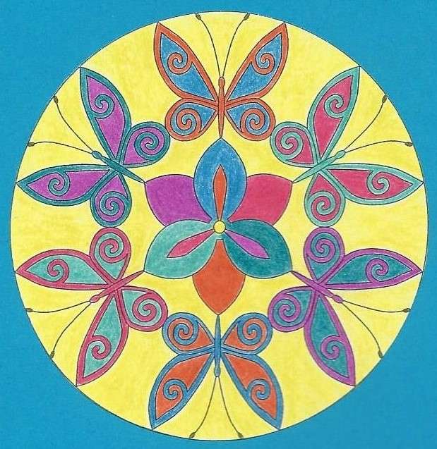 Mandala Sechs Schmetterlinge Online-Puzzle