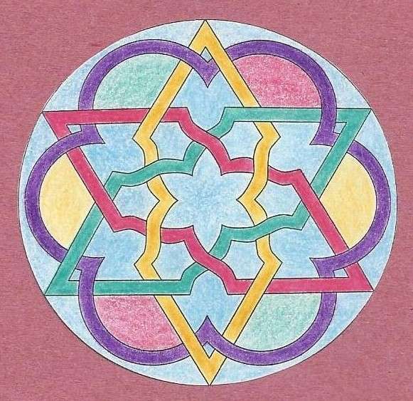 Estrela colorida mandala 3 puzzle online