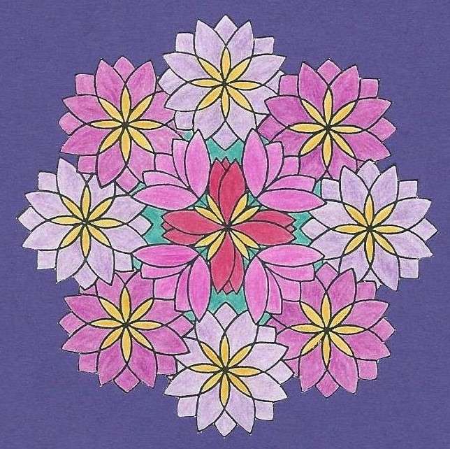 Mandala flores violetas rompecabezas en línea