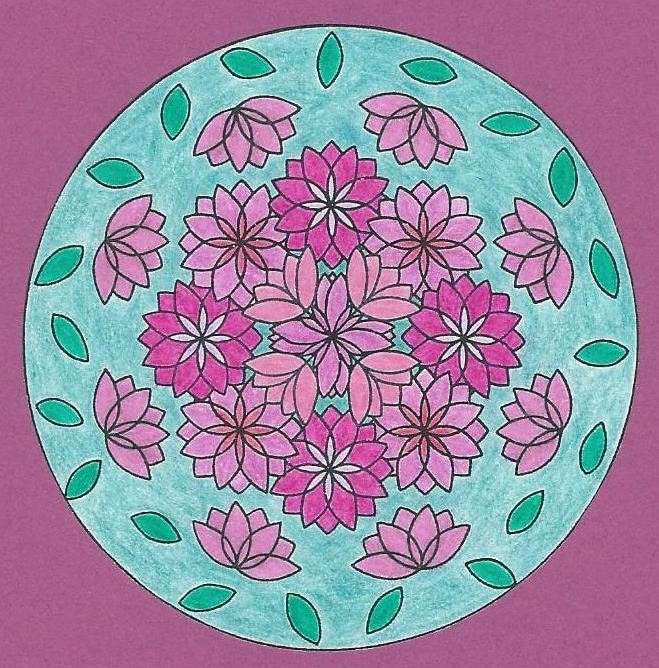 Mandala lily pond purple green jigsaw puzzle online