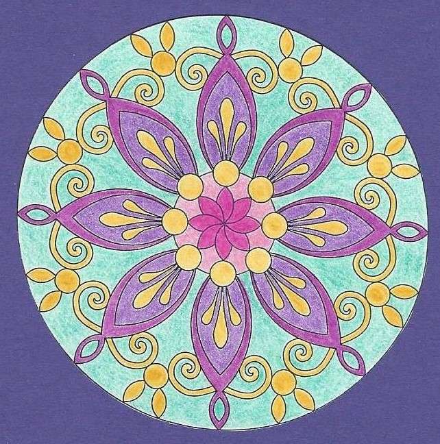 Mandala violet geel online puzzel
