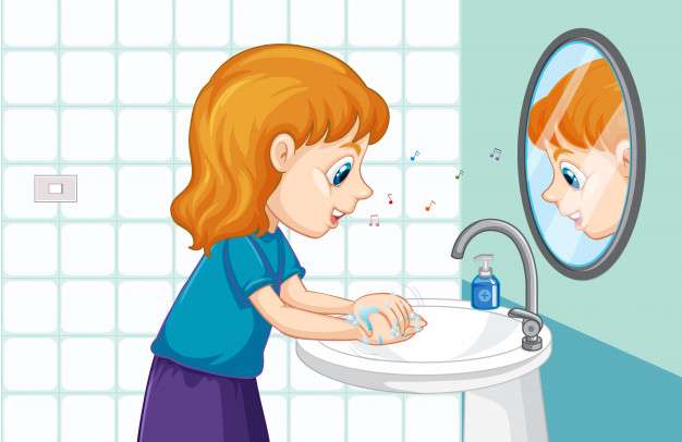 Flicka som tvättar händerna 6 Pussel online