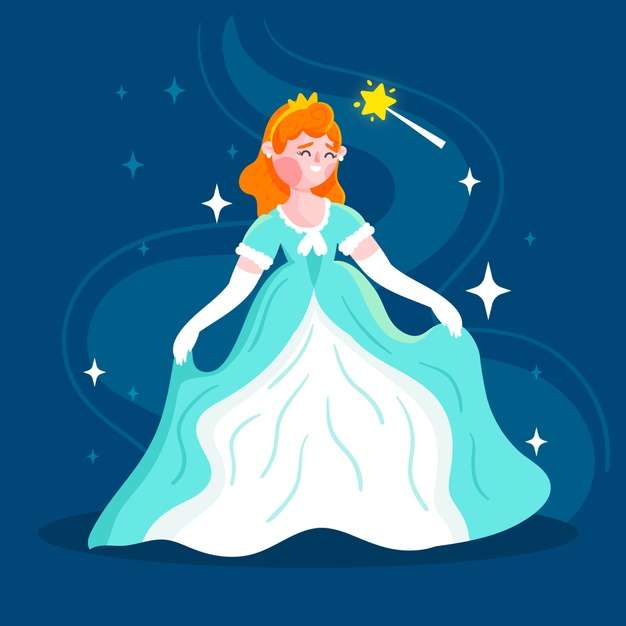 Prinses Assepoester In Een Blauwe En Witte Jurk legpuzzel online