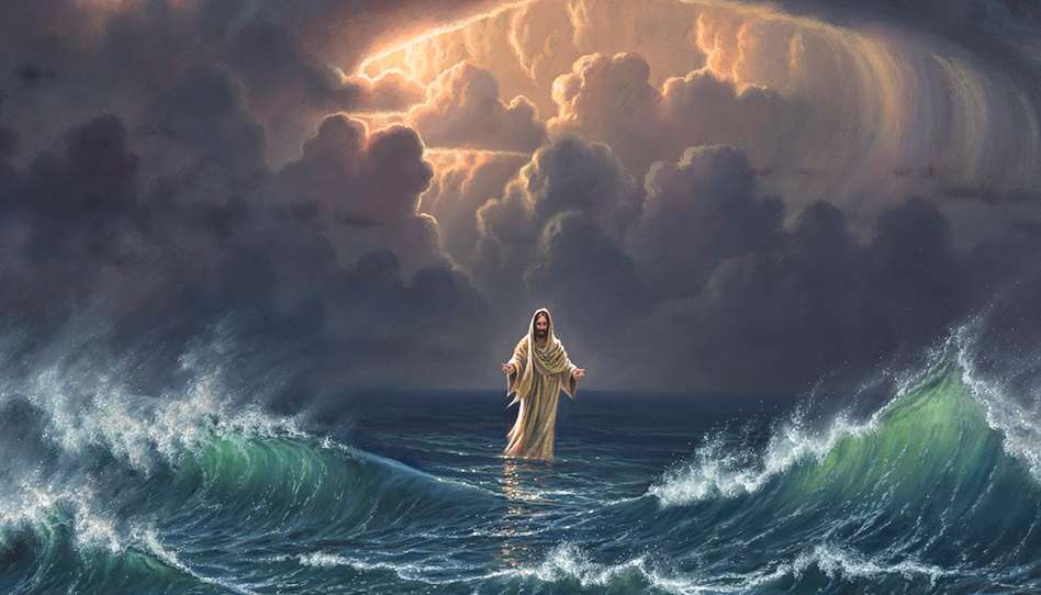 Ο Ιησούς Χριστός περπατά στο νερό online παζλ