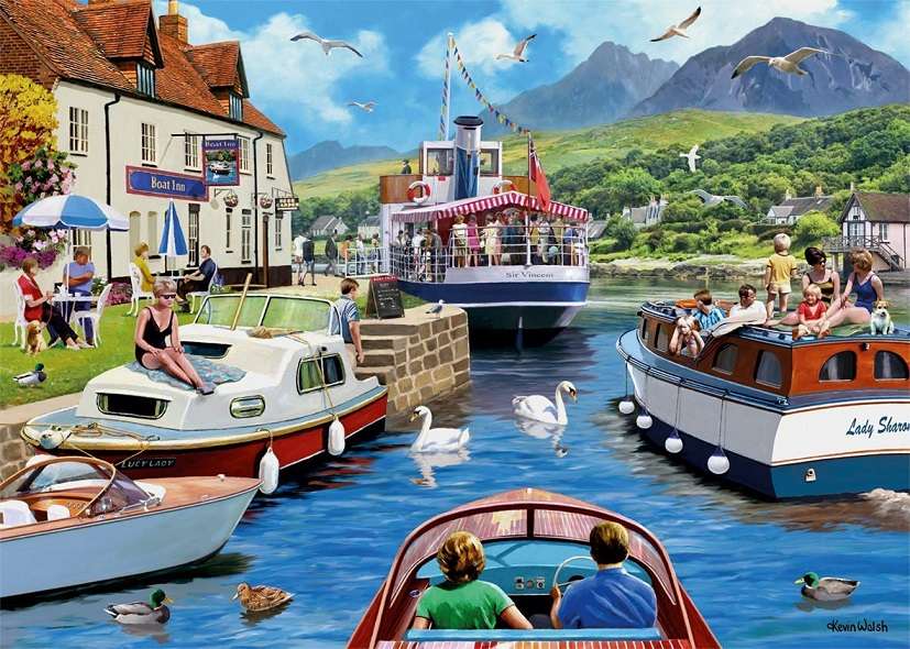The crowd on the river. jigsaw puzzle online