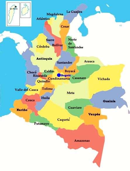 Karte von Kolumbien Puzzlespiel online