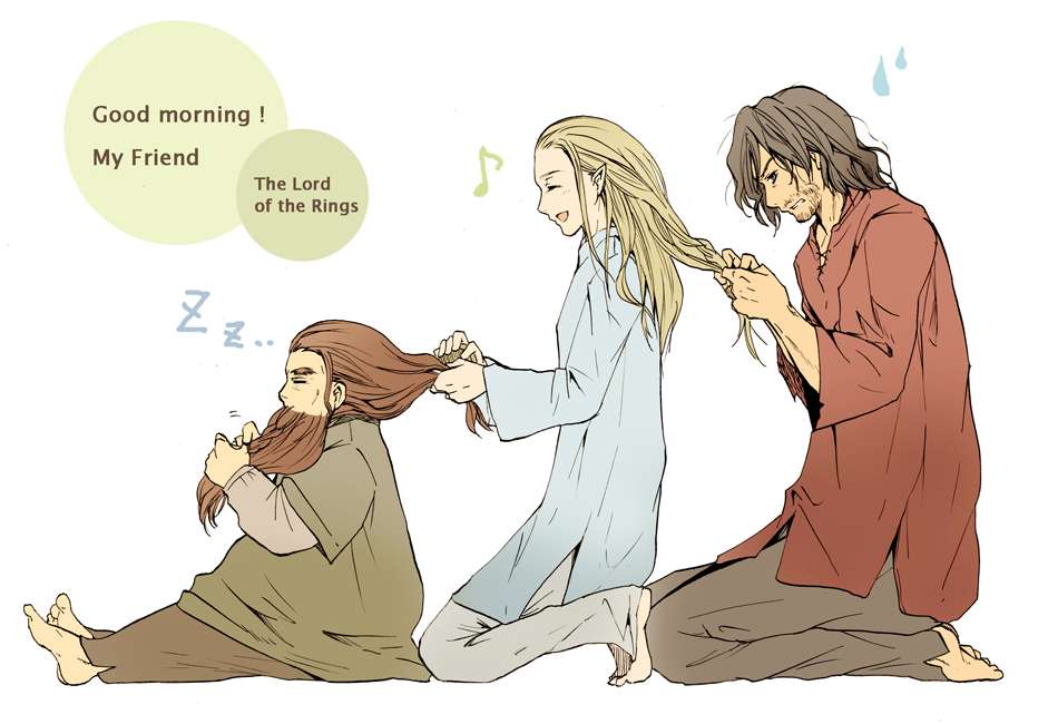 Legolas, Aragorn en Gimly in de ochtend legpuzzel online