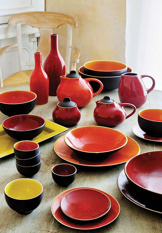Moderní, barevné nádobí skládačky online