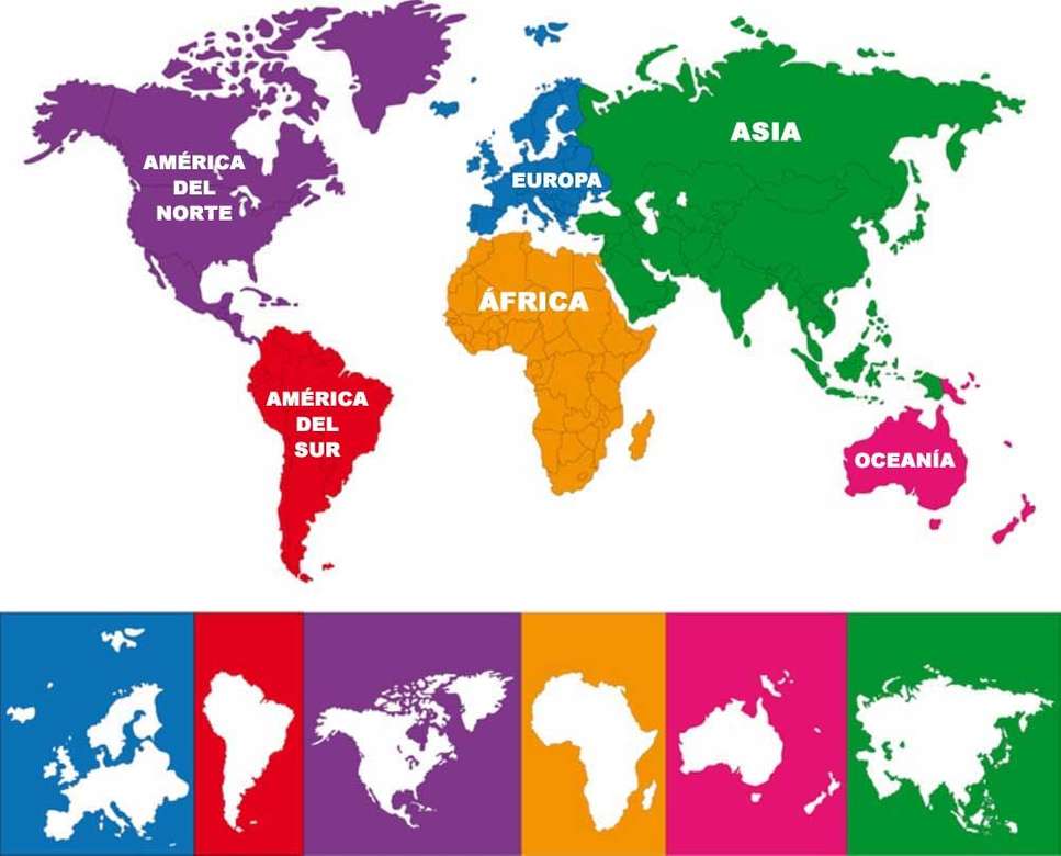 Mapa de continentes rompecabezas en línea